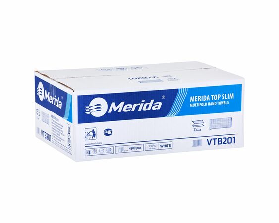 Papírové ručníky MERIDA TOP SLIM, 100% celulóza, slim, 2 - vrstvé, 4200 ks, (21 x 200 ks) 