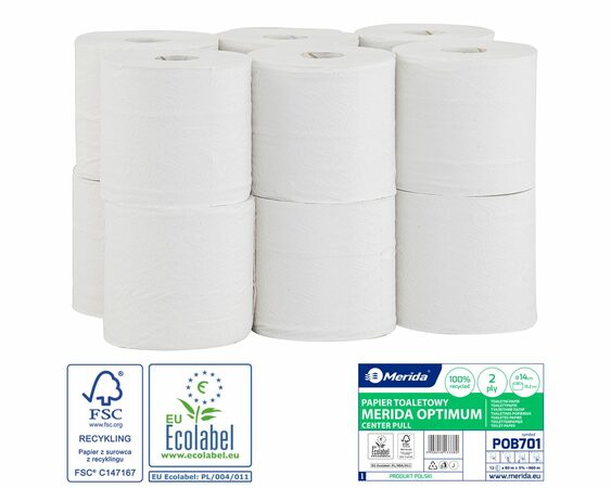 Toaletní papír MERIDA OPTIMUM - FLEXI, bílý, 14 cm, 80 m, 2-vrstvý 