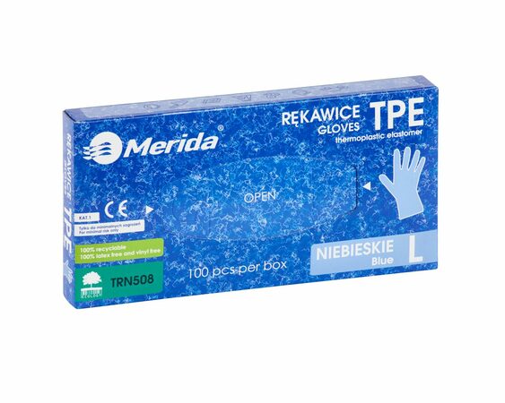 Rukavice z termoplastického elastomeru TPE,velikost L,, modré, balení 100 ks.