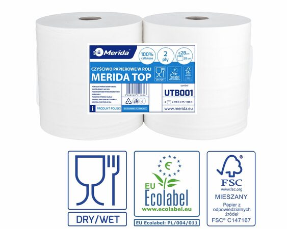 Čistivo SUPER BÍLÉ z celulózy TOP, 2-vrst., 28 cm, 410 m, bal. /2 role/