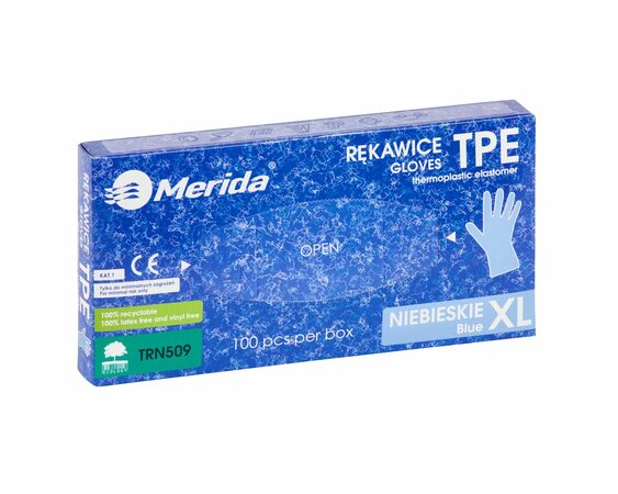 Rukavice z termoplastického elastomeru TPE,velikost XL,, modré, balení 100 ks.