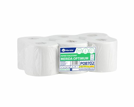 Toaletní papír MERIDA OPTIMUM FLEXI bílý 17 cm, délka 120 m, 2-vrstvý /bal. 6 rolí/ 