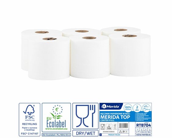 Papírové ručníky v rolích TOP FLEXI, 100% celulóza, délka 130 m, 2-vrstvé, 6rolí/bal