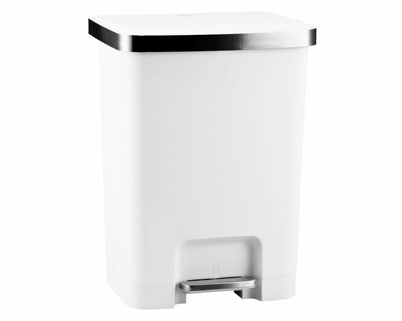 Koš pedálový HANA, objem 35 l plastový, bílý 