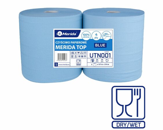 Papírové čistivo MERIDA TOP MODRÉ,  4 vrstvé,  (2 role/balení)
