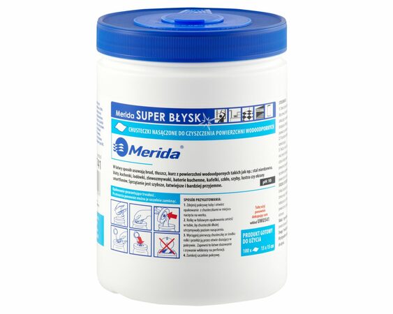 Vlhčené ubrousky na čištění voděodolných povrchů Merida Super Blysk TUBA   