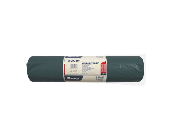 Pytle na odpadky MERIDA OPTIMUM, 70 x 110 cm, objem 120 l, role 50 ks, ČERNÉ, LDPE