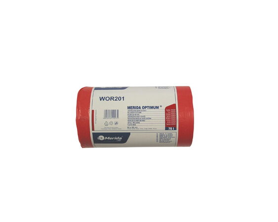Sáčky na odpadky MERIDA OPTIMUM, 60 x 90 cm, objem 70 l, role 50 ks, ČERVENÉ, HDPE/LDPE