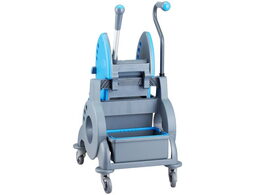 Úklidový vozík MERIDA modrý s ergonomickou rukojetí jednokbelíkový 15 l + box 8 l, ždímač
