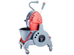 Úklidový vozík MERIDA červený s ergonomickou rukojetí jednokbelíkový 15l + box 8l, ždímač