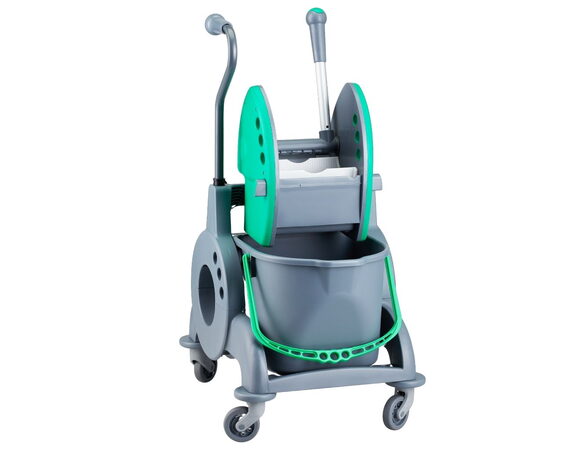 Úklidový vozík MERIDA zelený s ergonomickou rukojetí jednokbelíkový 15 l + box 8 l, ždímač
