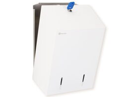 Zásobník na SKLÁDANÝ toaletní papír STELLA nerez mat kapacita až 900 listů bílý