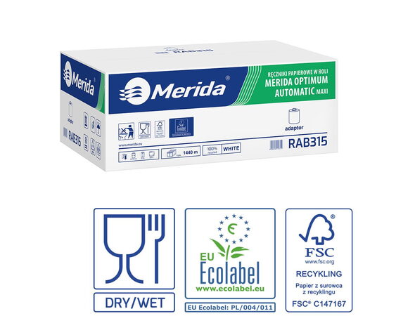 Papírové ručníky v rolích s adaptérem MAXI AUTOMATIC, bílé, 2-vrstvé, 240 m, 6rol/bal