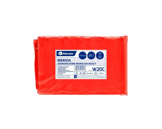 Sáčky LDPE, 25 mi,50x60cm,35 l,červené 50ks/b, /W20C/