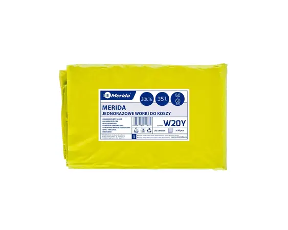 Sáčky LDPE, 25 mi, 50x60 cm, 35l, žluté, 50ks/bal /W20Y/