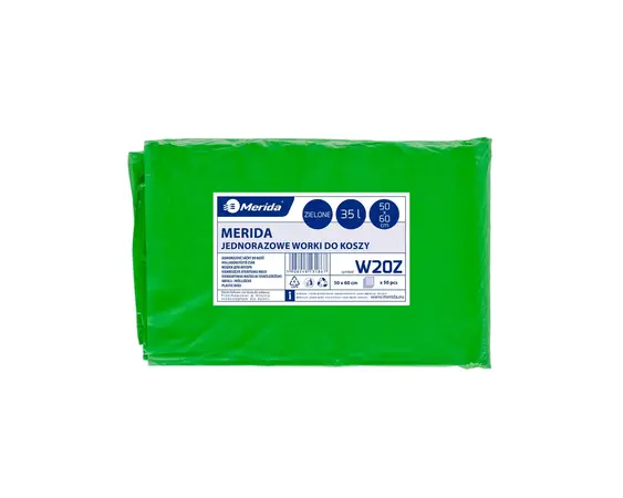 Sáčky LDPE, 25 mi, 50x60 cm, 35 l, zelené, 50 ks/bal /W20Z/