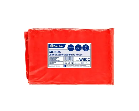 Sáčky LDPE, 30 mi, 60x90 cm, 70 l, červené, 50 ks/bal /W30C/