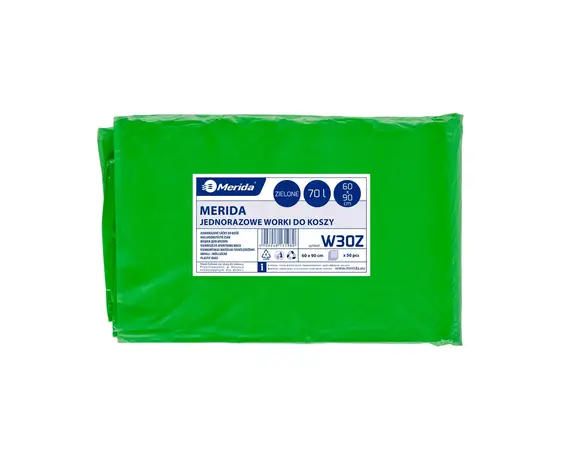 Sáčky LDPE, 30 mi, 60x90 cm, 70 l, zelené, 50 ks/bal /W30Z/