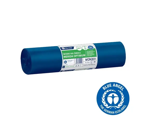 Pytle na odpadky MERIDA OPTIMUM, 70 x 110 cm, objem 120 l, role 50 ks, MODRÉ, LDPE