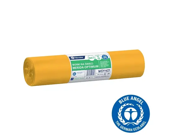 Pytle na odpad MERIDA OPTIMUM, 90 x 110 cm, objem 160 l, role 25 ks, ŽLUTÉ, LDPE