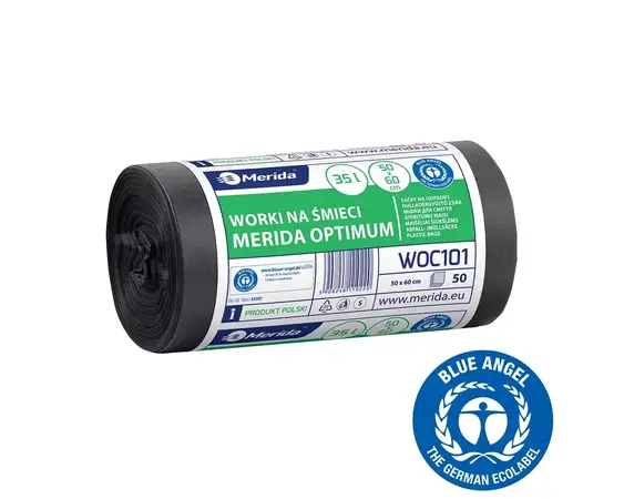 Sáčky na odpadky MERIDA OPTIMUM, 50 x 60 cm, objem 35 l, role 50 ks, ČERNÉ, HDPE/LDPE