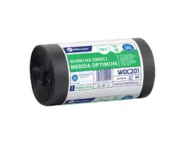 Sáčky na odpadky MERIDA OPTIMUM, 60 x 90 cm, objem 70 l, role 50 ks, ČERNÉ, HDPE/LDPE