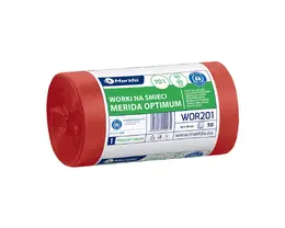 Sáčky na odpadky MERIDA OPTIMUM, 60 x 90 cm, objem 70 l, role 50 ks, ČERVENÉ, HDPE/LDPE