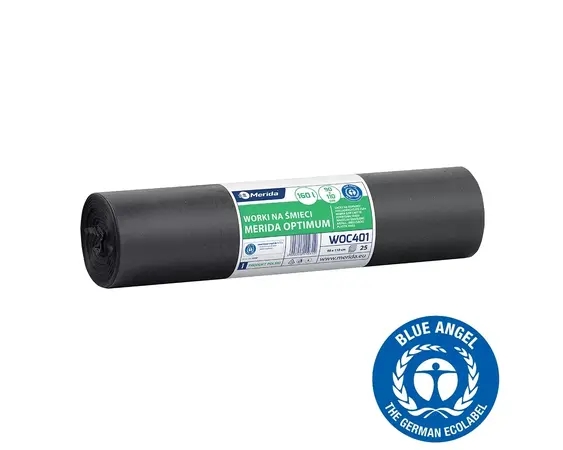 Pytle na odpadky MERIDA OPTIMUM, 90 x 110 cm, objem 160 l, role 25 ks, ČERNÉ, LDPE