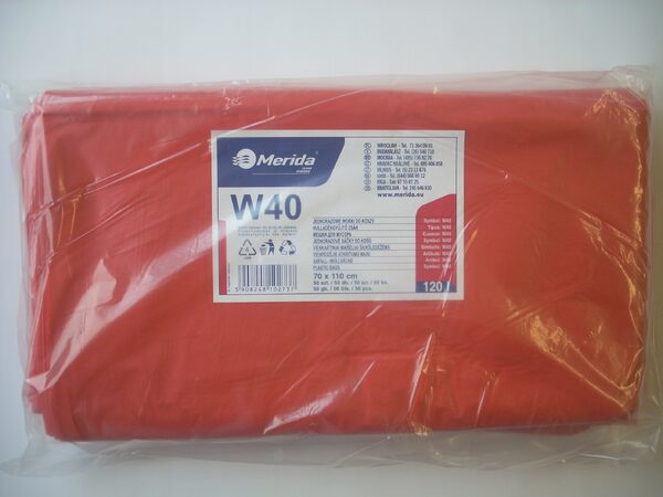 Pytle LDPE, 38 mi, 70x110 cm, 120 l, červené, 50 ks/bal /W40C/