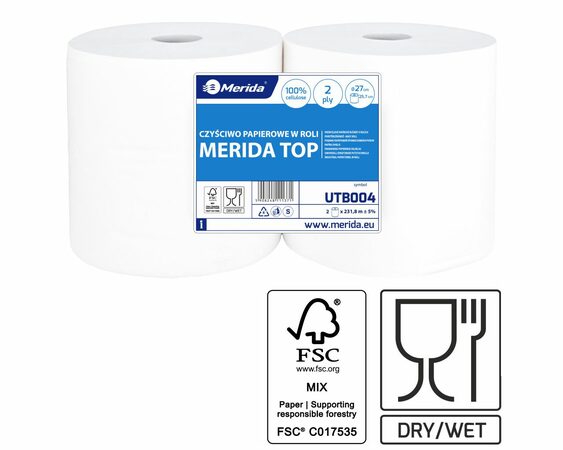 Papírové čistivo MERIDA TOP LUX z celulozy - větší (2 role/balení)