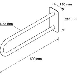 Madlo pevné obloukové NEREZ lesklé 600 mm